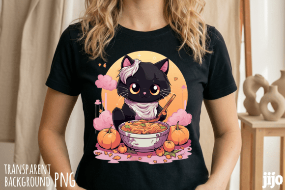 Cat Halloween Ramen Pumpkin PNG: A Designer's Asset
