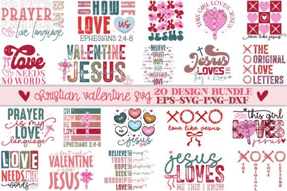 Christian Valentine SVG PNG DXF Bundle: Faith-Inspired Design Assets