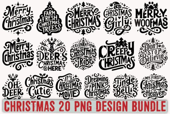 Christmas PNG Bundle: 20 Festive Designs for Creative Projects