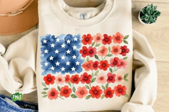 Floral American Flag PNG: Patriotic Design with a Modern Twist