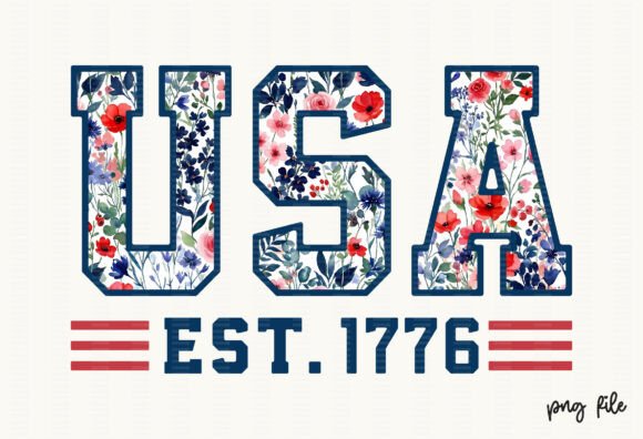 Floral USA Est 1776 Patriotic PNG: Design Asset Guide