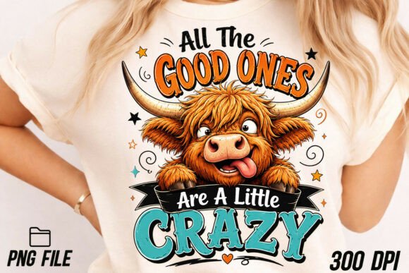Funny Crazy Highland Cow Sarcastic PNG: A Bold Design Asset