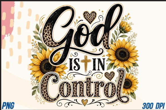 God is in Control Sunflower Christian: A Designer's Faithful Asset