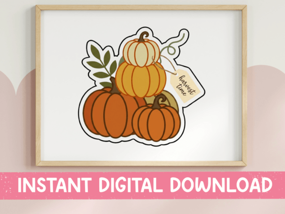 Harvest Time Pumpkin Stack Sticker: A Design Asset for Autumn Branding
