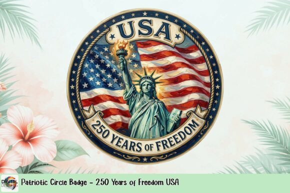 Patriotic Circle Badge - 250 Years of Freedom USA